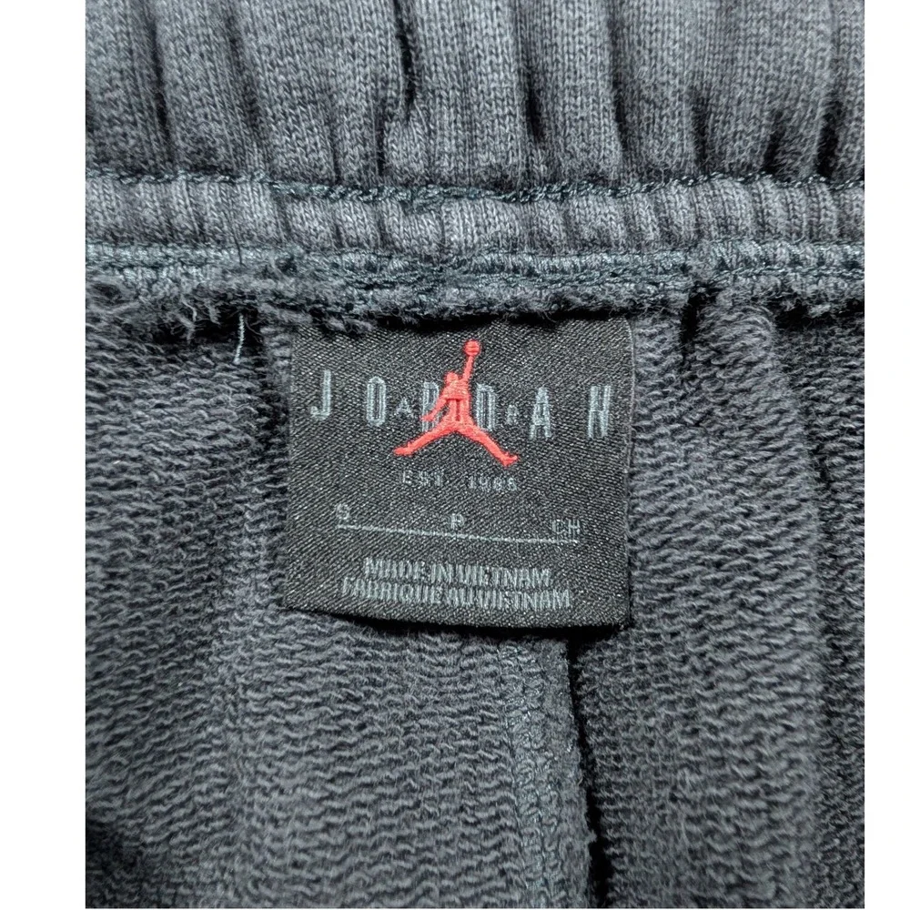 Jordan Wordmark Fleece Sweatpants Men Small Black Grey Embroidered Joggers